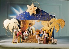 Christmas decorations with nativity figurines