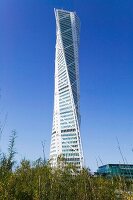 View of Turning Torso skyscraper in Malmo, Sweden