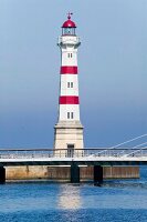 Leuchtturm in Malmö am Öresund, Schweden.