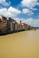 View of Arno river and houses in Florence, Italy