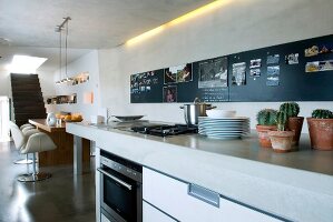 Countertop and dining table in kitchen