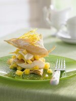 Zitronen - Millefeuille, Blätterteig Mascarpone - Creme und Ananas