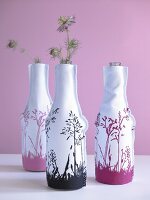 Printed textile cover in white for bottles