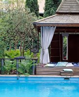 Relaxing pavilion at swimming pool