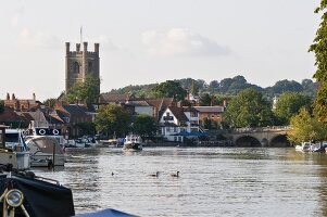 View of St Mary's Church and Thames River in Henley-on-Thames, Oxfordshire, England