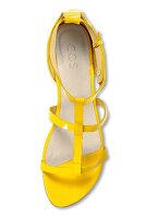 Close-up of yellow sandal on white background