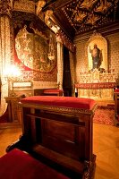 Illuminated gold plated altar at Castle St. Emmeram in Regensburg, Germany