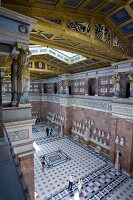 Interior of The Walhalla with caryatids and gold plated roof beams, Regensburg, Germany