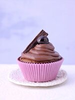 Close-up of cherry chocolate cake