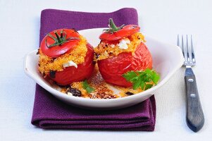 Tomatoes stuffed with millet and feta cheese