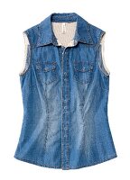 Denim sleeveless shirt on white background