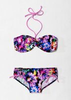 Neckholder-Bikini mit buntem Blumenmuster