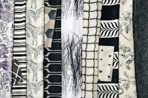 Fabrics with various pattern in black and white