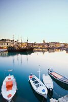 Boats moored on harbour at Rethymnon, Crete, Greek