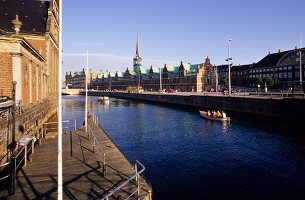 View of Borsgade old stock exchange building, Slotsholmen, Central Copenhagen, Denmark