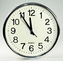 Close-up of wall clock on white background