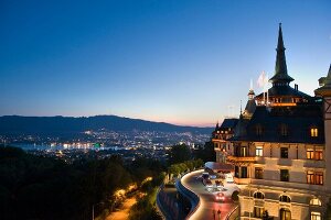 View of Hotel Dolder Grand overlooking Zurich, Switzerland