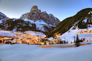 View of Alta Badia and Sassongher Dolomites, Corvara, South Tyrol, Italy