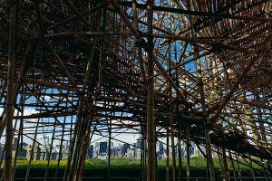 Bamboo scaffolding on Metropolitan Museum of Art, New York, USA