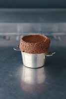 Chocolate souffle being made