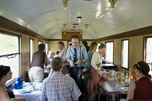 Passengers travelling in train at Franconian Switzerland, Bavaria, Germany