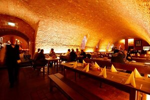 People dining at Augustiner Keller, Munich, Germany