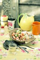 Cucumber and coconut salad with crayfish meat