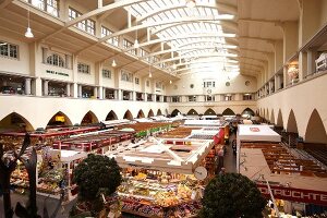 Market hall with glass roof in Stuttgart, Germany