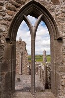 Ruins of Clonmacnoise monastery in County Offaly, Ireland