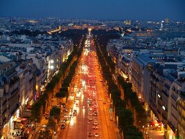 View of Place Charles de Gaulle at evening in Paris, France