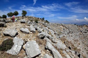 View of ancient theatre ruins, Selge, Pisidia, Turkey
