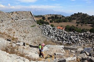 View of ancient theatre ruins, Selge, Pisidia, Turkey