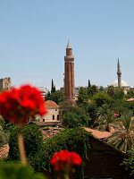 View of Fluted Minaret Mosque in Antalya, Turkey