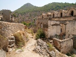 View of abandoned city of Kayakoy, Turkey