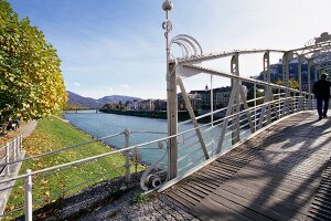 Mozart bridge over the Salzach river at Salzburg, Austria