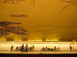 Mosaic ceiling of Cluny-La Sorbonne metro station in Paris, France