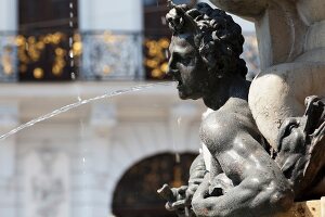 Close-up of Hercules Fountain in Maximilian Street, Augsburg, Bavaria, Germany