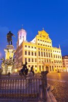 View of Augustus fountain and city hall in Augsburg, Bavaria, Germany