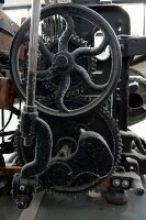 Close-up of old gears in textile and industry museum at Augsburg, Bavaria, Germany