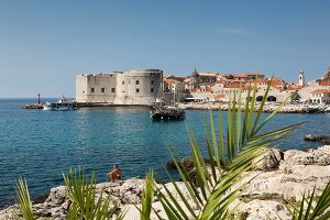 View of Dubrovnik and sea bay in Croatia