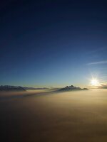 View of Mount Rigi with fog at sunrise in Alps, Lake Lucerne, Lucerne, Switzerland