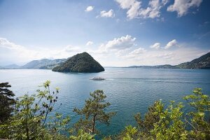 Schweiz, Luzern, Vierwaldstättersee, Alpen, Berg Bürgenstock, Schiff