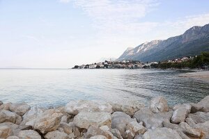 View of Makarska city and sea in Croatia