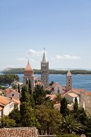 View of belfries of Rab, Kvarner, Croatia