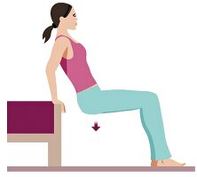 Illustration of woman performing back dips
