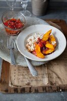 Coconut rice with pumpkin and tomato chutney