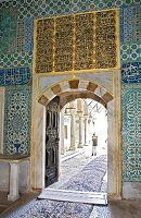 View of entrance and colourful tiles at Topkapi palace, Istanbul, Turkey