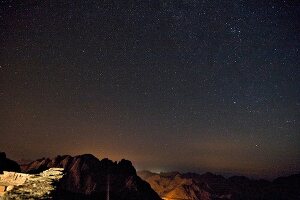 View of Mount sinai under starry sky, Sinai Peninsula, Egypt