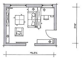 Blue print of interiors of living room