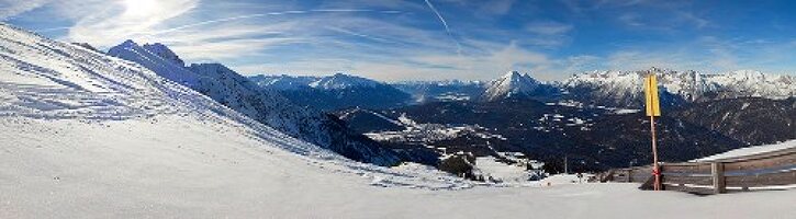 Panoramic view of Leutaschtal during winter , North Tyrol, Austria